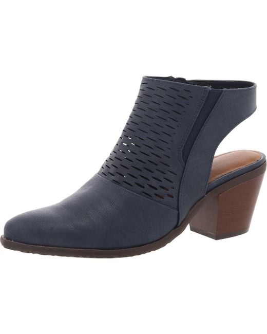 BareTraps Blue Langley Block Heel Faux Leather Booties