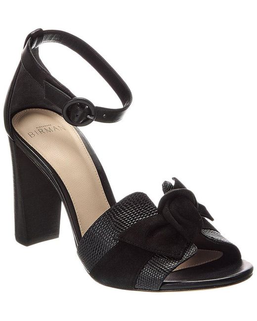 Alexandre Birman Black Maxi Clarita Block 90 Embossed Leather & Suede Sandal
