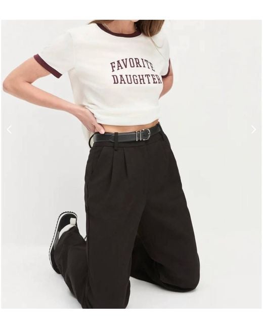 FAVORITE DAUGHTER Black Collegiate Ringer Tee