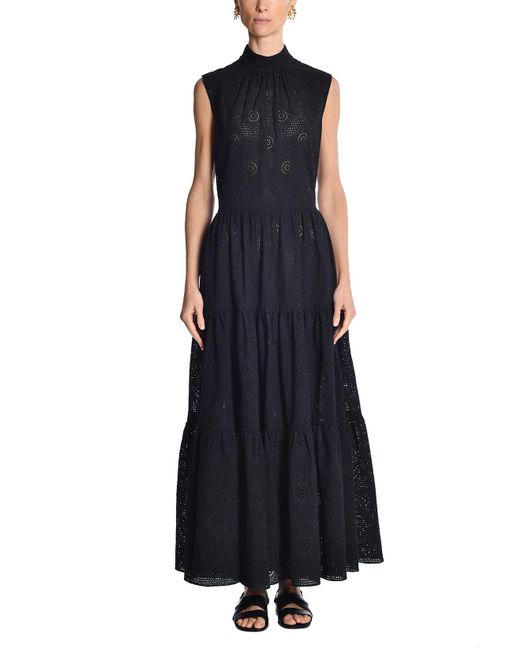 Adam Lippes Sleeveless Tiered Dress In Cotton Eyelet in Blue | Lyst