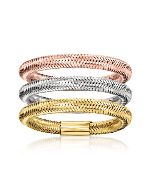 Ross-Simons Metallic Italian 14kt Tri-colored Gold Jewelry Set: 3 Mesh Rings
