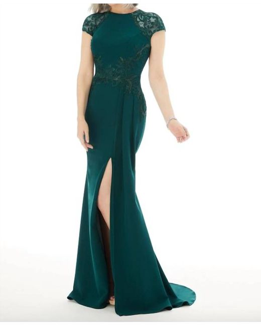 Mori Lee Green Mgny - Fit And Flare Evening Gown With Beading On Crepe