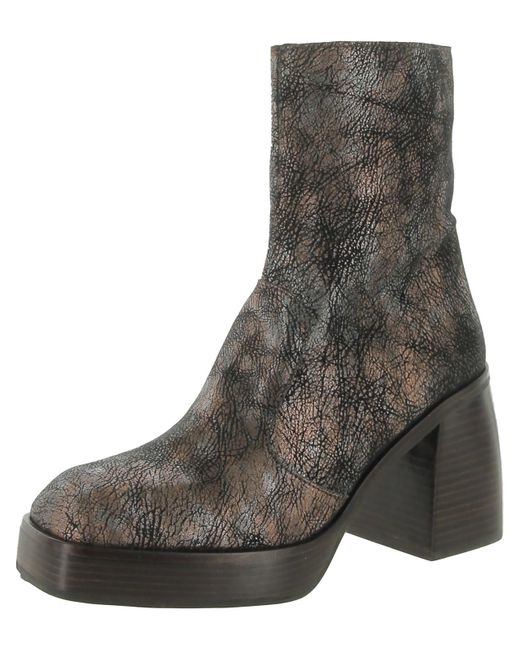 Free People Gray Ruby Leather Heels Ankle Boots