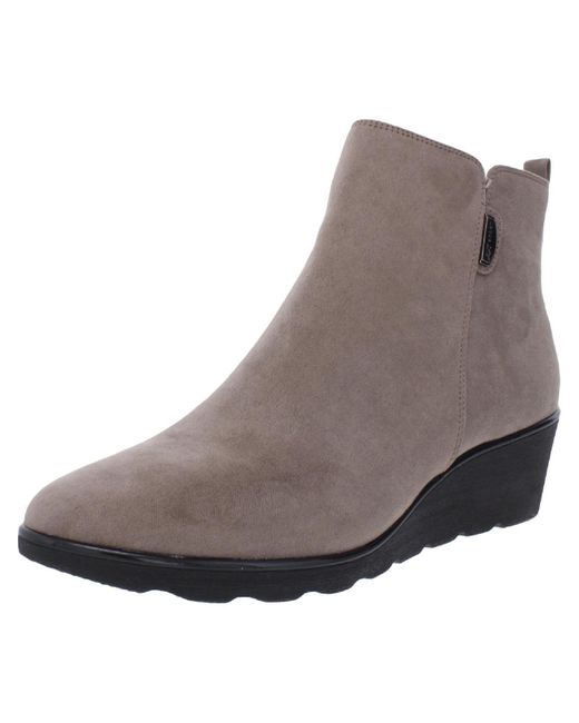 Anne Klein Gray Baron Ankle Wedge Boots