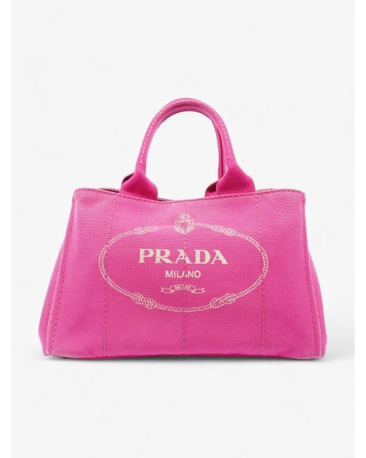 Prada Pink Canapa Handbag Canvas Tote Bag