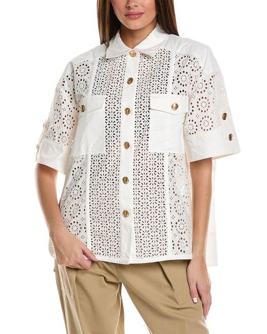 3.1 Phillip Lim White Broderie Anglaise Camp Shirt