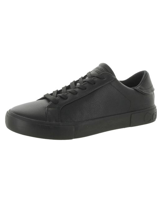 Calvin Klein Black Reon Faux Leather Lace Up Casual And Fashion Sneakers for men