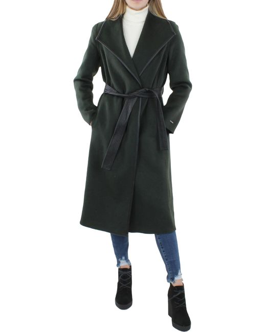 Tahari Juliette Wool Blend Warm Wrap Coat in Black | Lyst