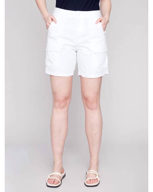 Charlie b White Cotton Cargo Shorts