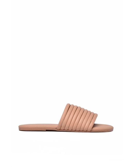 TKEES Pink Leather Slide Sandals