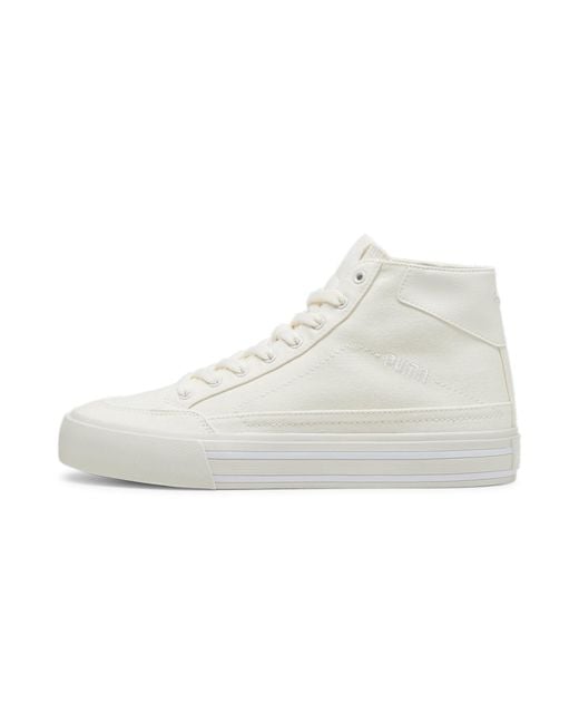 PUMA White Court Classic Vulc Mid Sneakers