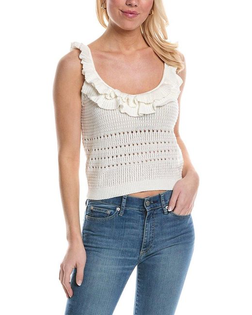 7 For All Mankind Blue Crochet Tank