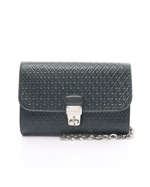Tod's Gray Chain Shoulder Bag Leather Dark