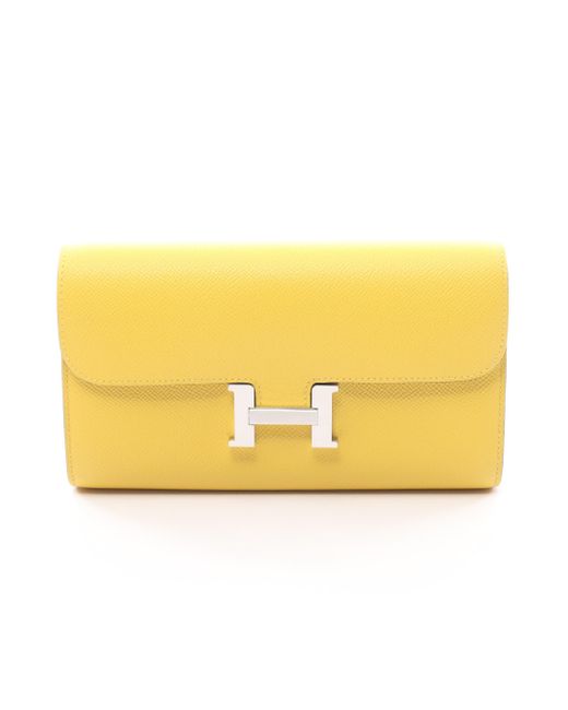 Hermès Yellow Constance Long Too Go Jaune Naple Shoulder Bag Veau Epsom Silver Hardware B Stamp