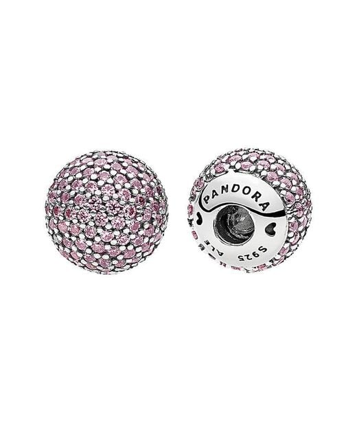 Pandora Metallic Silver & Pink Cz Open Bangle End Caps