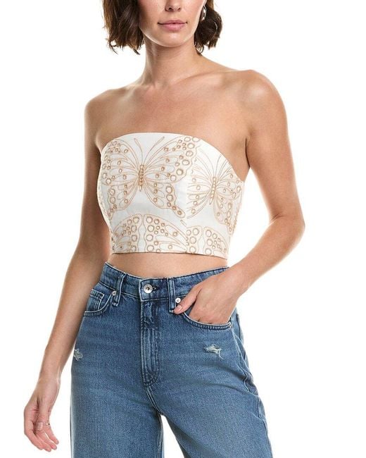 MILLY Blue Eyelet Crop Top