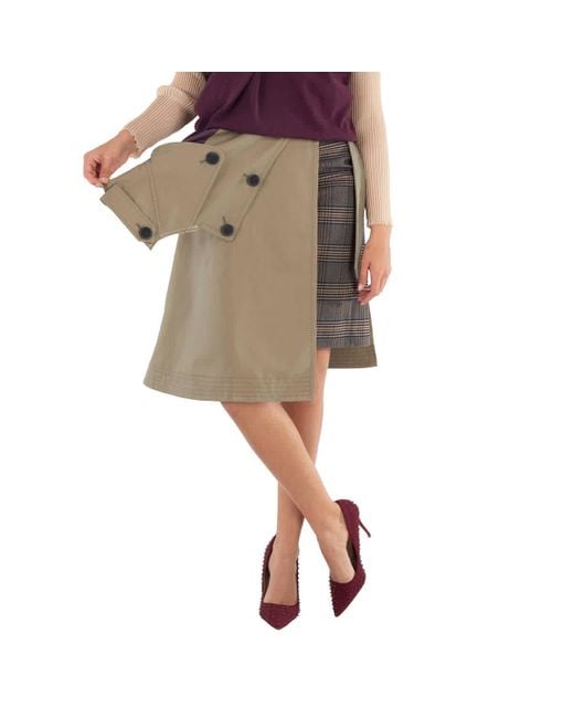 Kolor Natural Glen Plaid Trench Style Skirt