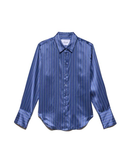 FRAME Blue The Standard Striped Silk Shirt