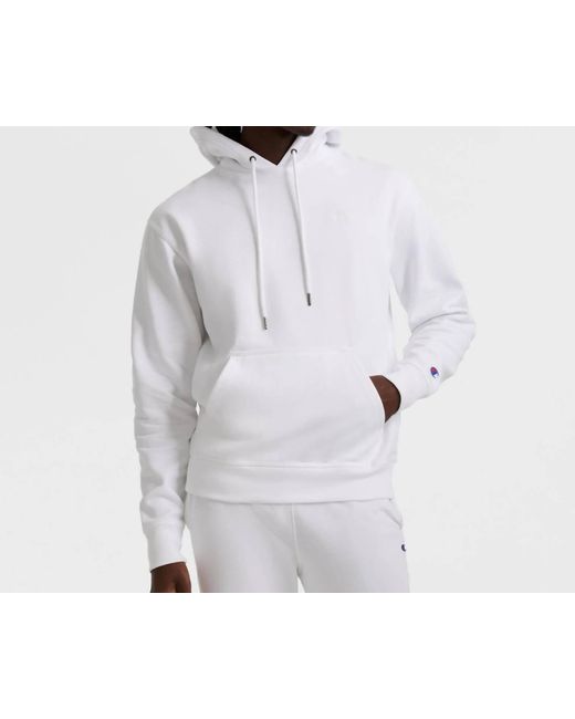 Champion Mens Script Logo Powerblend Hoodie Blue Size Small