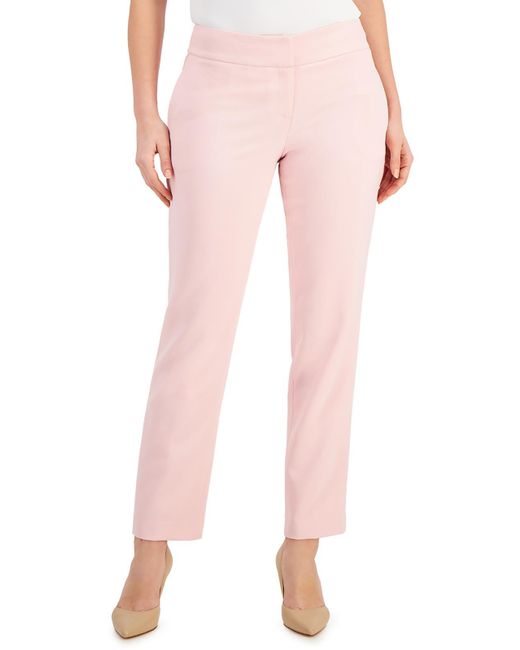 Kasper Pink High Rise Solid Ankle Pants