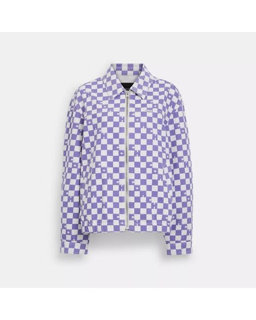 COACH Purple Checkerboard Denim Jacket