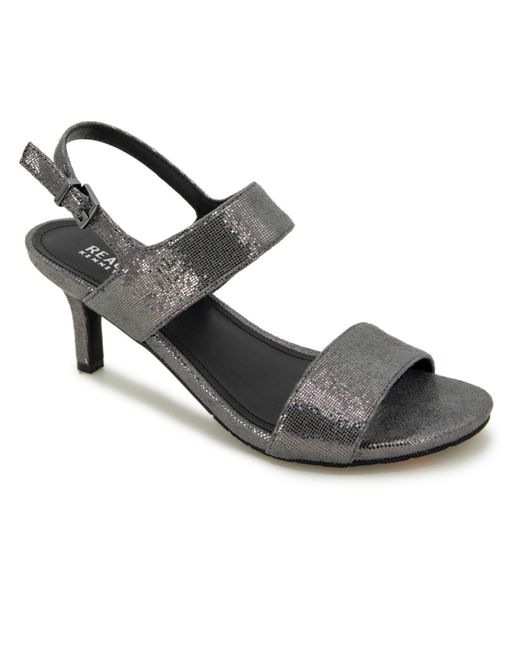Kenneth Cole Metallic Dee Two Band Faux Leather Buckle Slingback Sandals