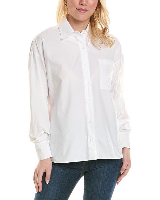 Stateside White Structured Poplin Oversized Shirt
