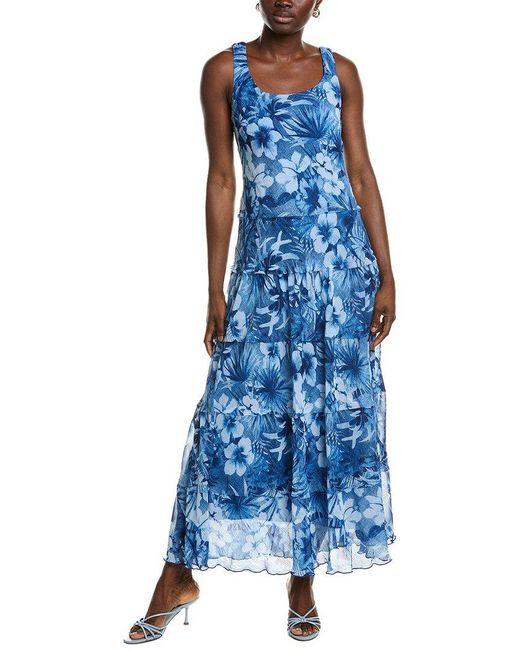 Jones New York Blue Multi Tier Maxi Dress