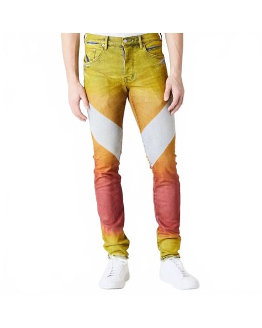 Purple Brand Yellow Bright Color Coated Diagonal Jean for men
