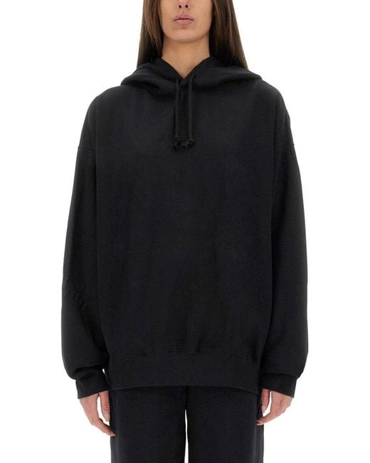 Y-3 Black Graphic Print Hoodie With Spacious Hood for men