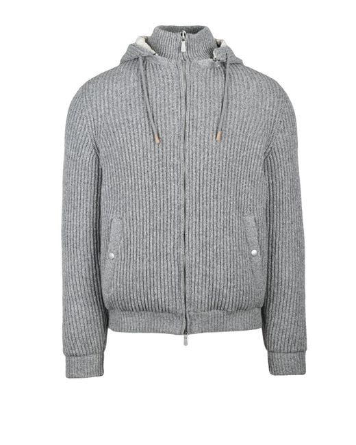 Eleventy Gray Wool & Cashmere Down Bomber for men