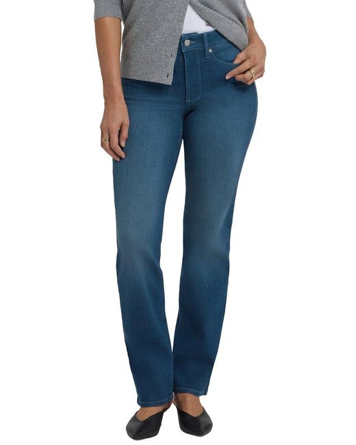 NYDJ Blue Petite Marilyn Hugo Rain Straight Leg Jean