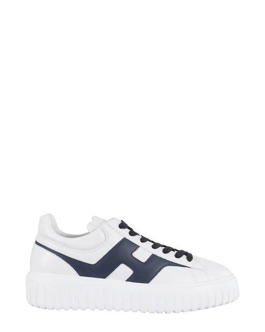 Hogan White H-Stripes Split Lace-Up Sneakers for men