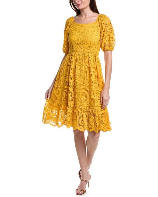 Nanette Lepore Yellow Valentina Re-embroidered Mini Dress
