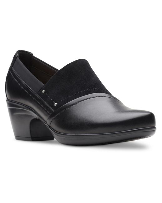 Clarks Black Emily Step Leather Slip On Loafers