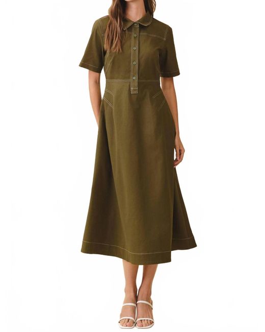 TCEC Women's Green A-Line Midi Dress