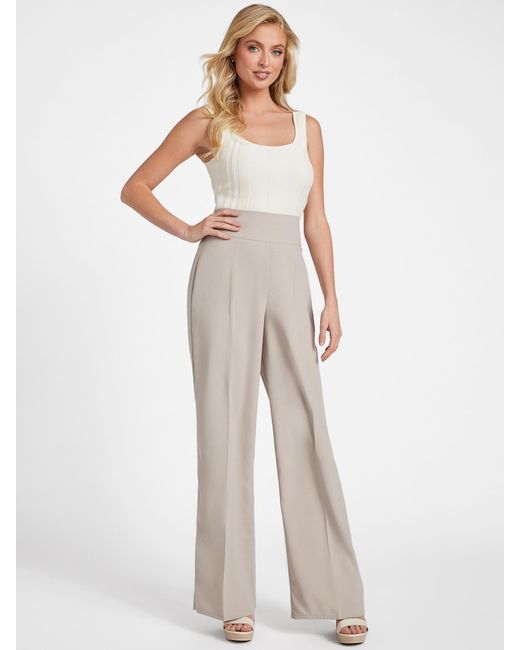 Guess Factory Arianne Palazzo Pants in Natural | Lyst