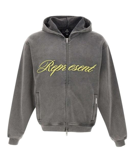 Represent Gray Script Logo Sweatshirt for men