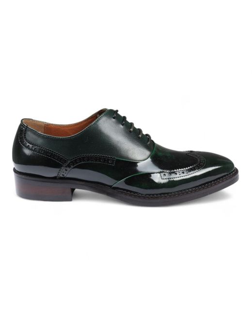 Justin Reess Black Patent Leather Brogue Formal Shoes for men