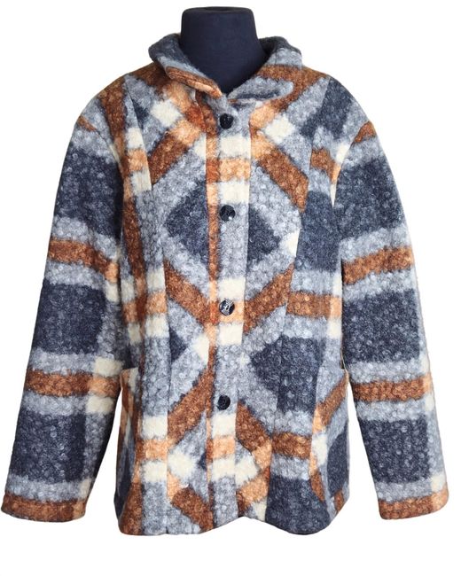 Trisha Tyler Blue Plaid Button Up Jacket