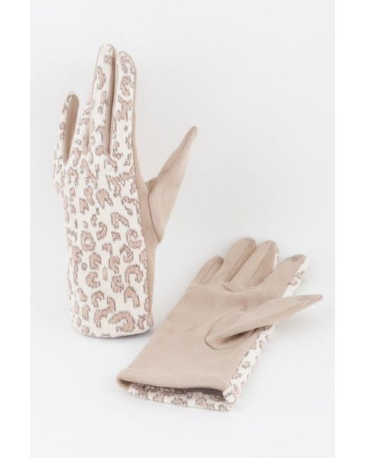 Fashnzfab Natural Lurex Leopard Pattern Smart Gloves
