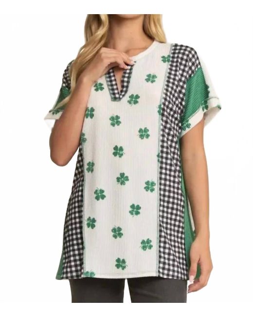 7Th Ray Natural Lucky Charm Luxe Patchwork Top