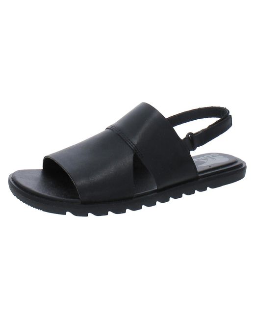 Sorel Black Ella Ii Leather Comfort Slingback Sandals