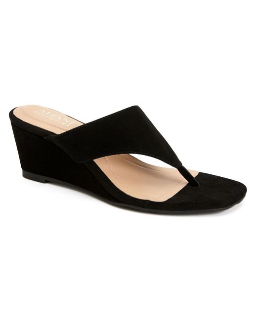 Alfani Andersonn Comfort Insole Thong Wedge Sandals in Black | Lyst