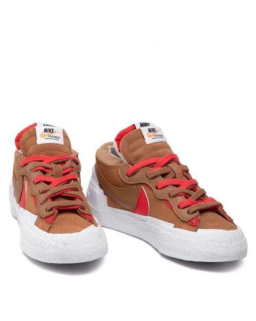 Nike Red Blazer Low Dd1877-200 Sacai British Tan & White Sneaker Shoes Cg425 for men