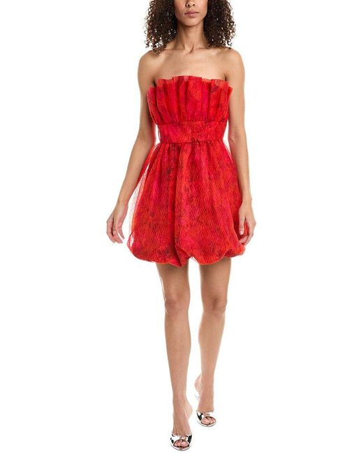ML Monique Lhuillier Red Rory Organza Mini Dress