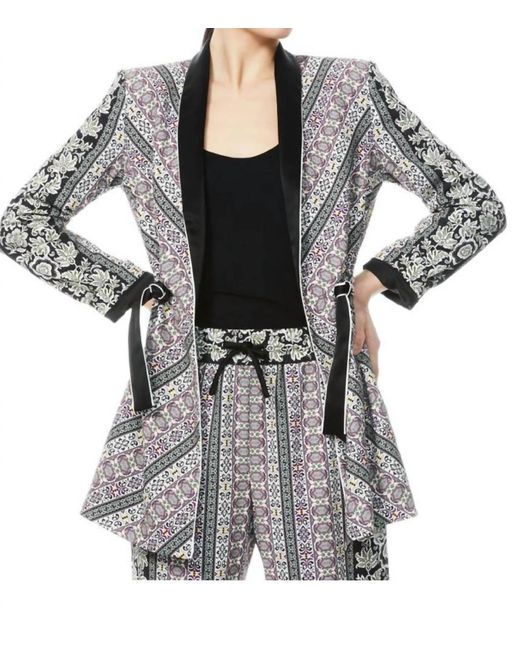 Alice + Olivia Black Dream Castle Lincoln Piped Drawstring Waist Blazer
