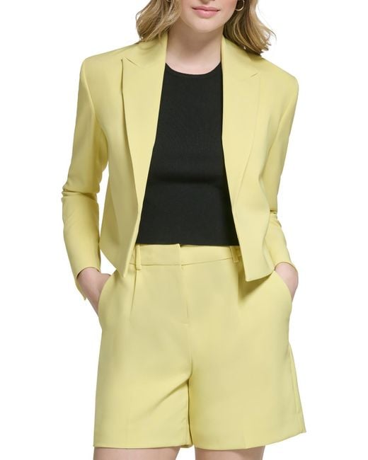 Calvin Klein Yellow Crepe Business Open-front Blazer