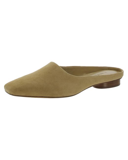 Vince Natural Valentina Suede Square Toe Mules