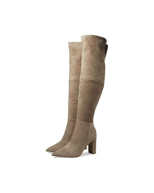 Steve Madden Black Blyss Taupe Suede Ankle Zip Knee High Boots Jobb1802